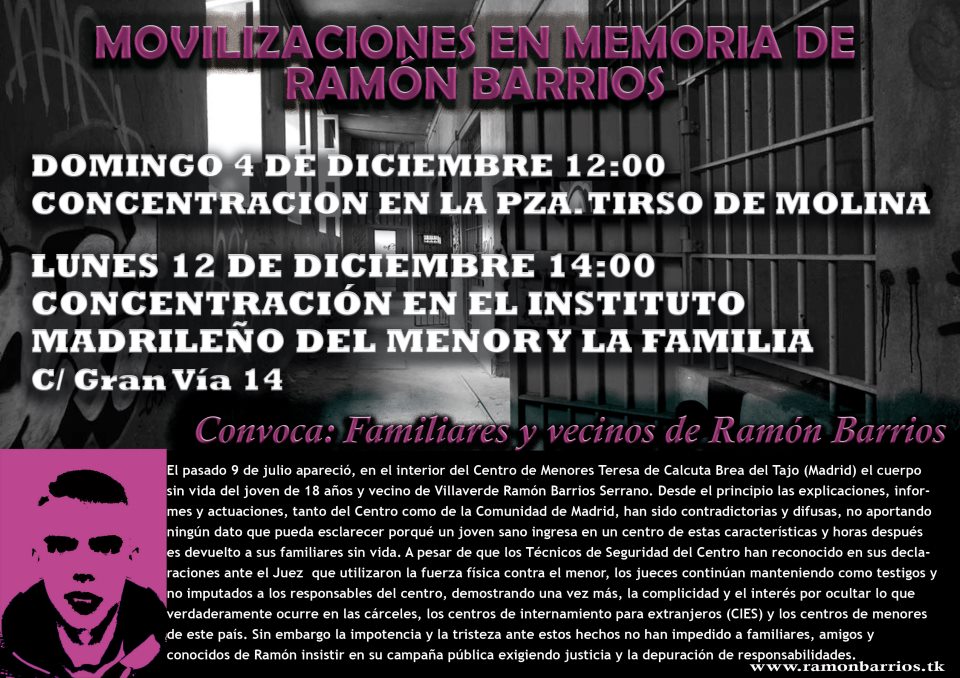 JUSTICIA PARA RAMÓN. Movilizaciones en memoria de Ramón Barrios
