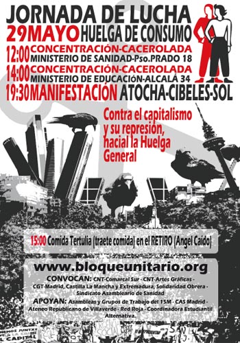 Madrid Jornada de Lucha 29 mayo: ¡Contra el capitalismo y su represión, hacía la Huelga General! Manifestación, concentraciones, debates…