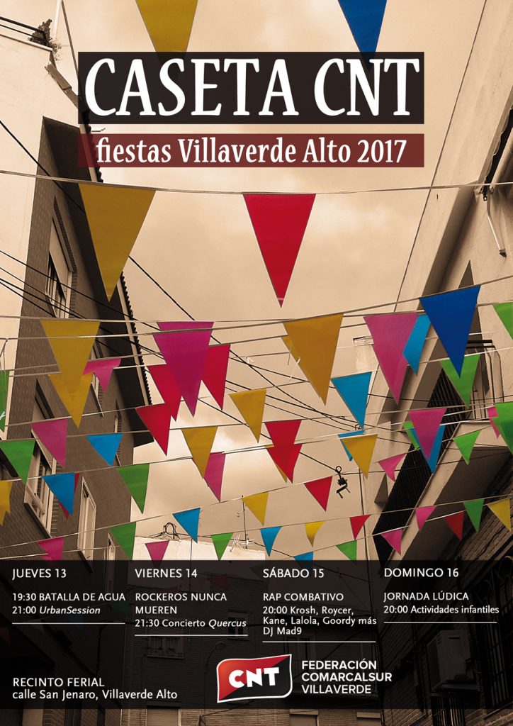 Fiestas Villaverde caseta CNT - cartel