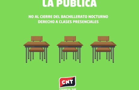 CNT se pronuncia contra el cierre del Bachillerato Nocturno Presencial