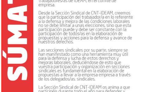 CNT ante las elecciones sindicales en IDEAM