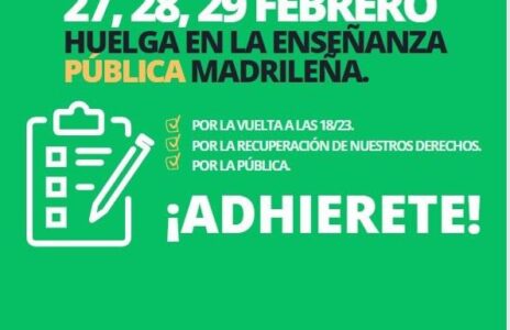 Comunicado de adhesión de apoyo a la huelga en la Educación Pública madrileña