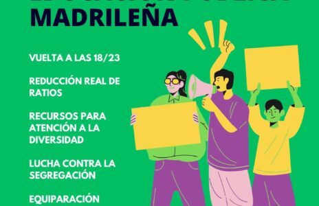 La educación madrileña vuelve a parar. Huelga convocada para los días 8 y 21 de mayo