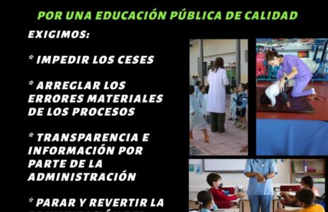 Ante la situación del personal y familias afectadas por las (des)estabilizaciones de la Consejería de Educación de la CAM: concentración de la Comunidad Educactiva