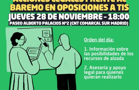 CNT convoca asamblea informativa ante las irregularidades en los baremos TIS