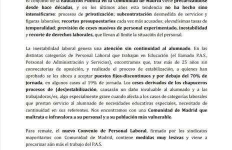 Salvemos la Educación Pública. Comunicado Bloque Asambleario Intersindical, de Clase y Combativo