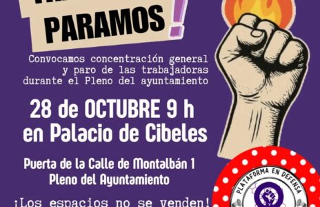 CNT Comarcal Sur apoya el paro y la concentración convocados por la Plataforma en defensa de los Espacios de Igualdad el próximo 28 de octubre