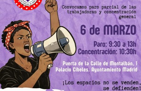 Comunicado de convocatoria del paro parcial y la concentración en Espacios de Igualdad el próximo 6 de marzo